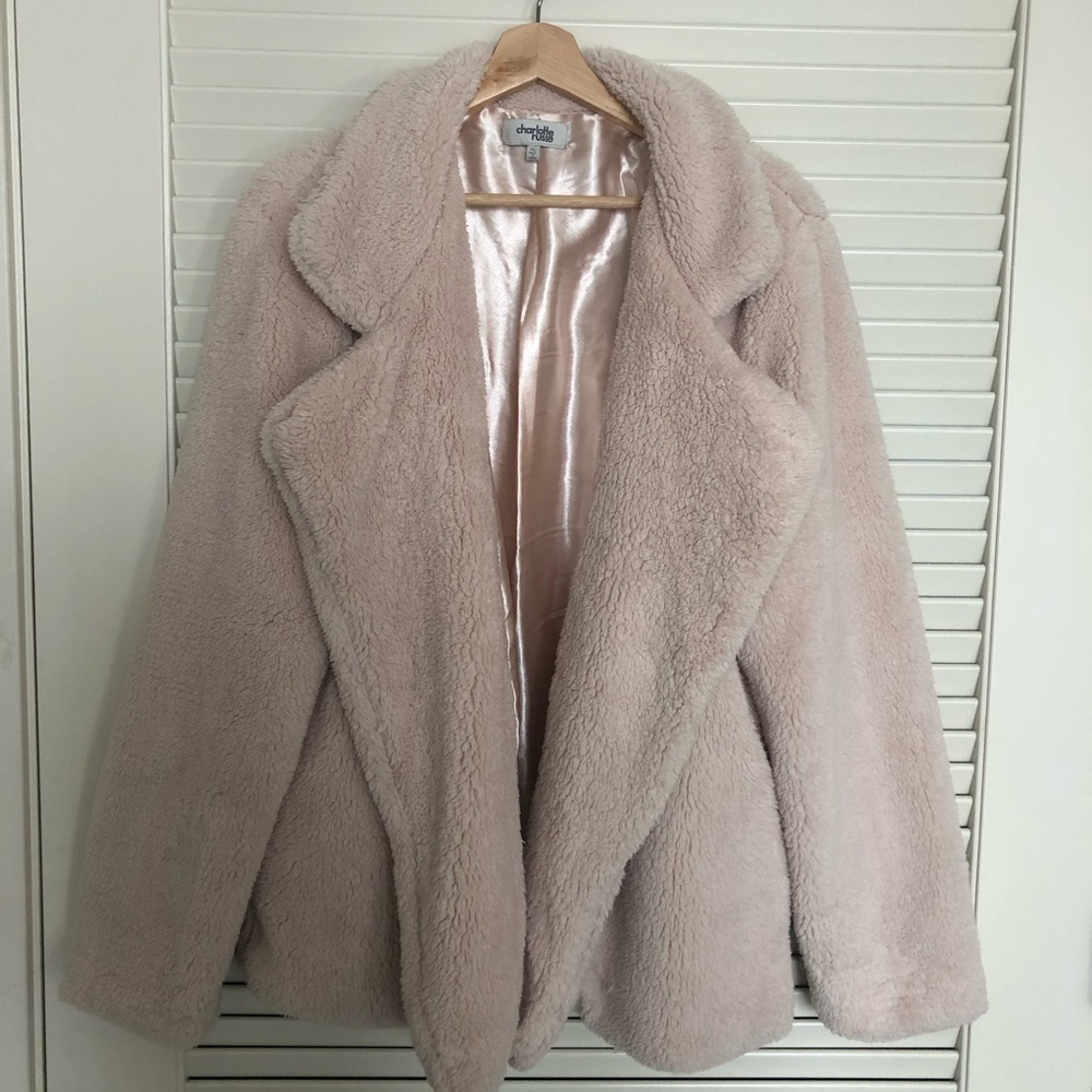 Faux fur notched lapel jacket